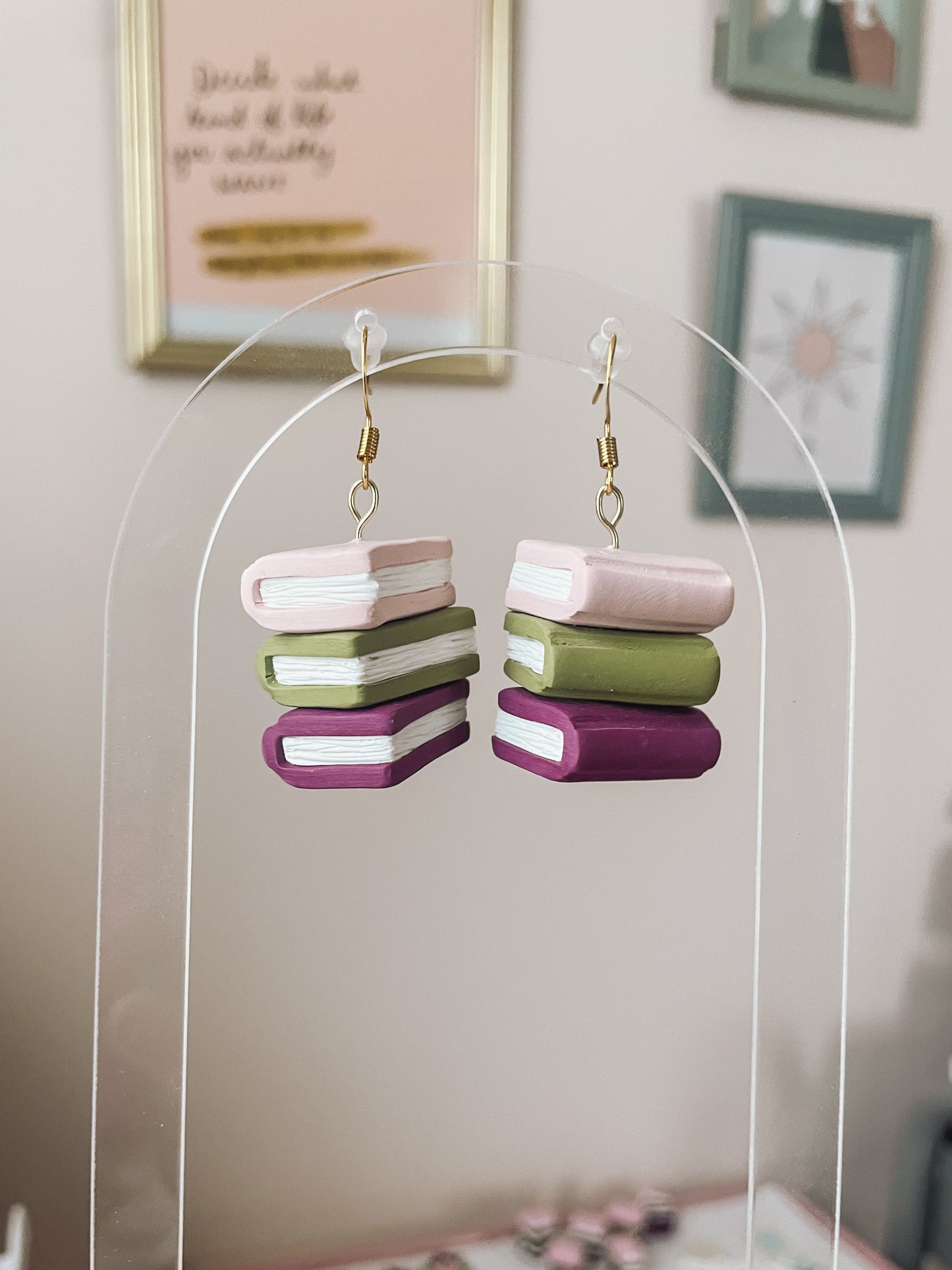 3D Stacked Book Earrings