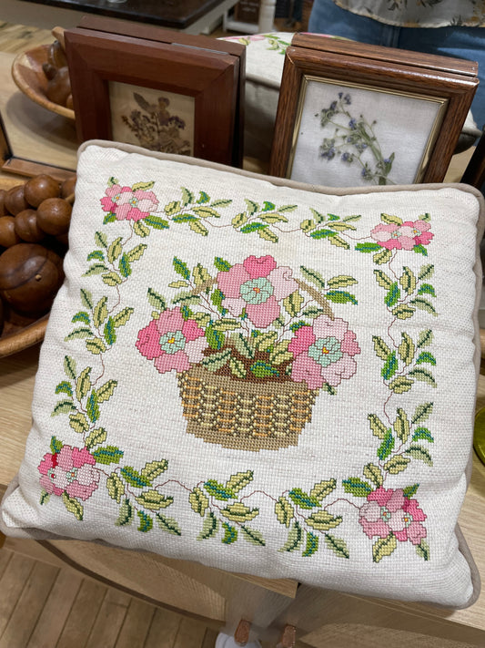 Floral Basket Pillow I Good Kind Antiques