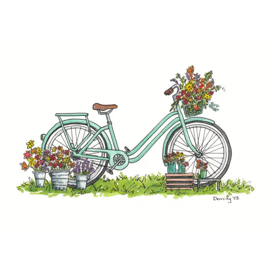 Blooms Bike I 8x10 I Drew Deming Watercolors