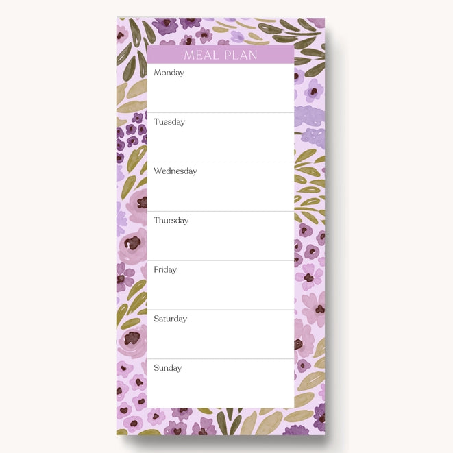 Floral Magnetic Meal Plan Notepad I 8x4"