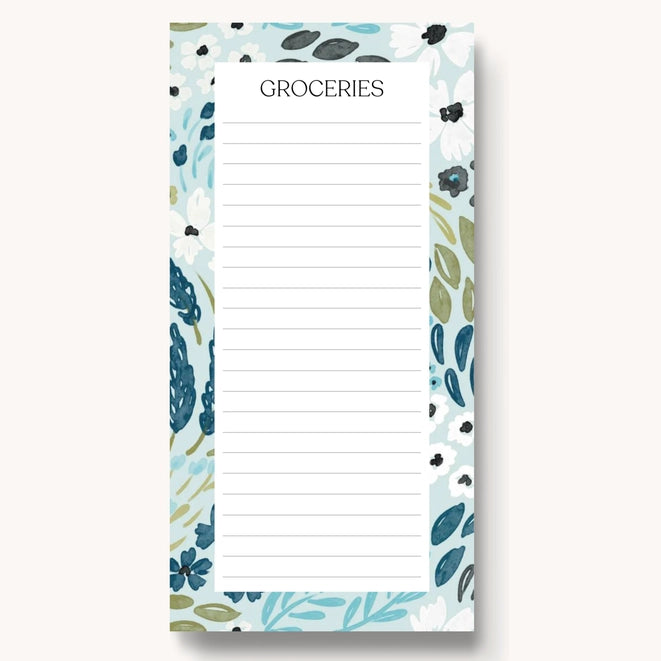 Floral Magnetic Grocery List Pad I 8x4"