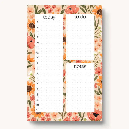 Sunny Poppies Daily Planner Notepad I 8.5x5.5" I EBD