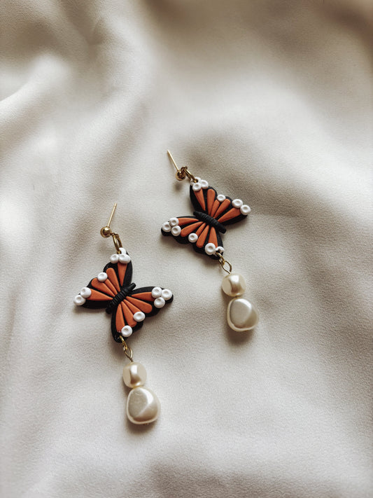 Monarch Earrings with Pearls