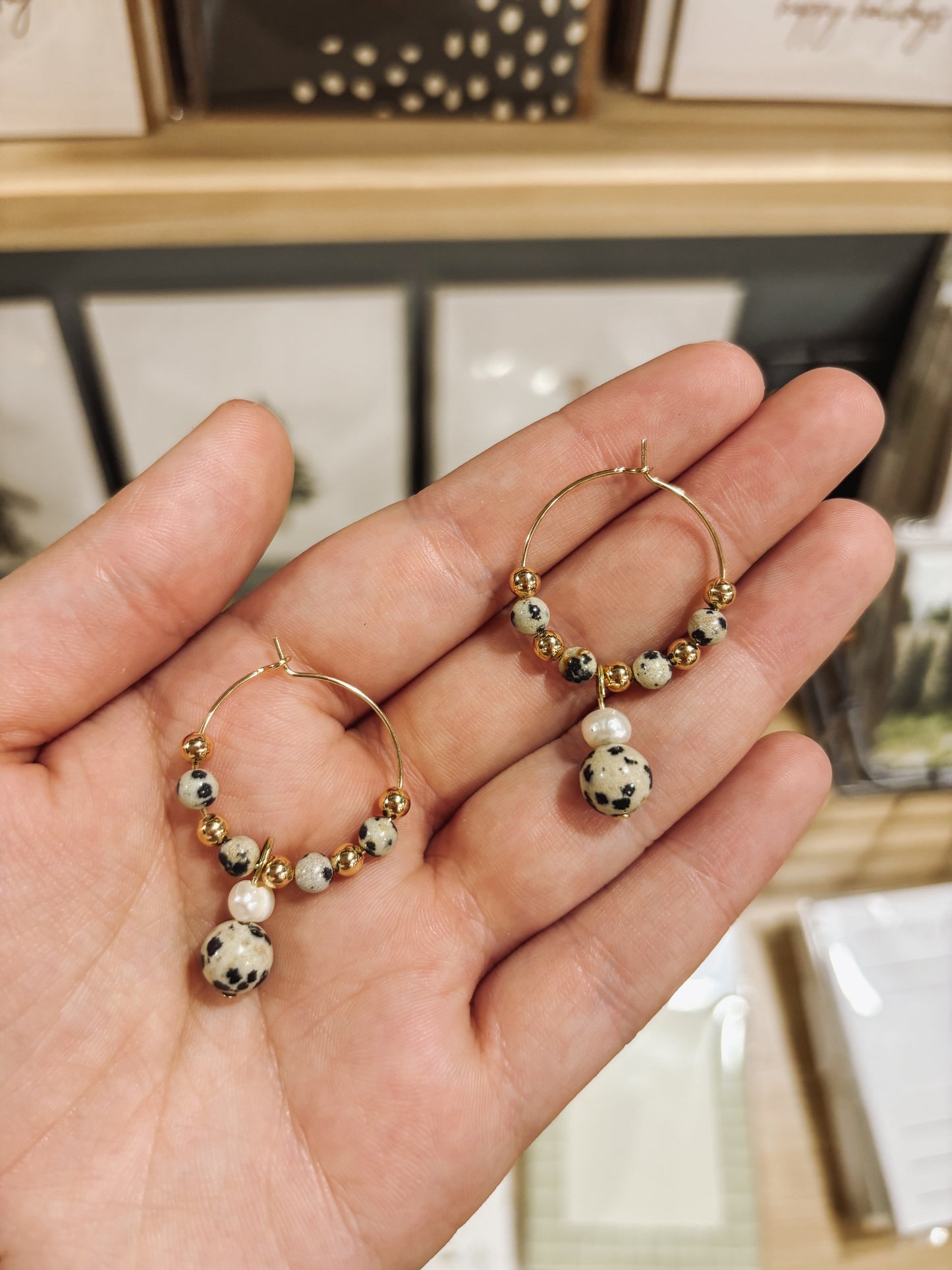 Dalmatian Jasper Statement Hoops