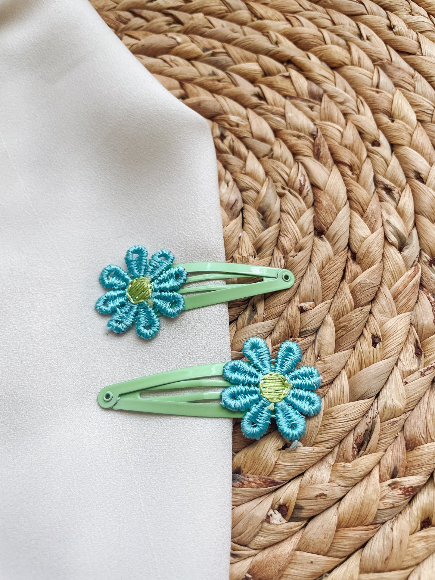 Flower Applique Hair Barrettes