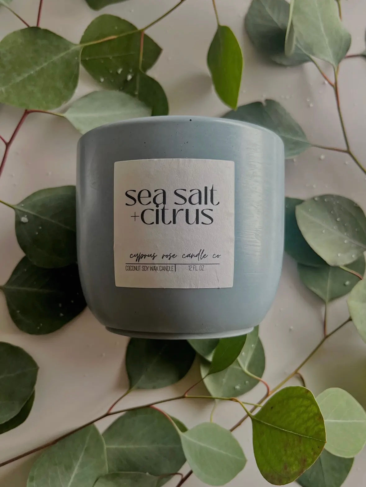 12oz. Sea Salt & Citrus (Blue) I Cyprus Rose Candle Co