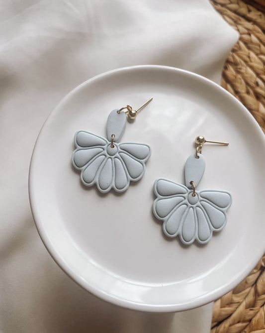 Light Blue Half Daisy Earrings