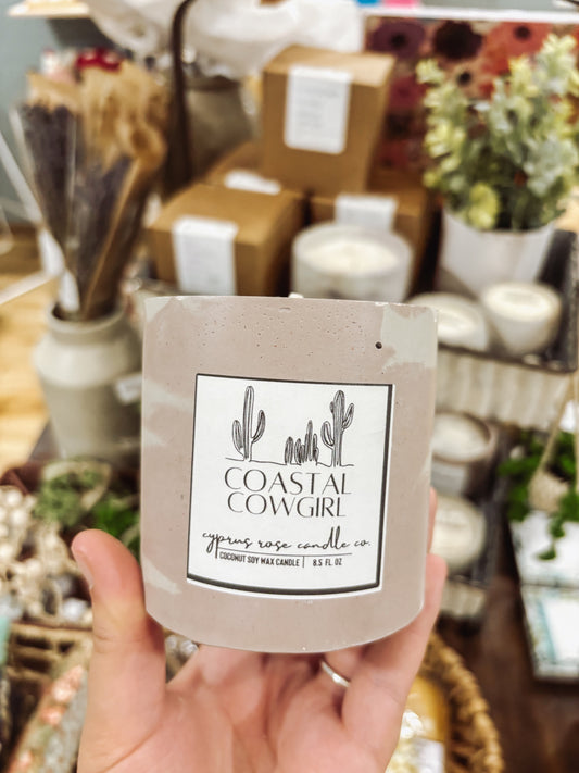 12oz. Coastal Cowgirl Candle I Cyprus Rose Candle Co