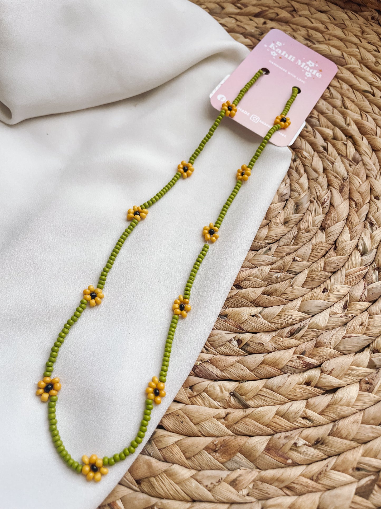 Sunflower Beaded Necklace