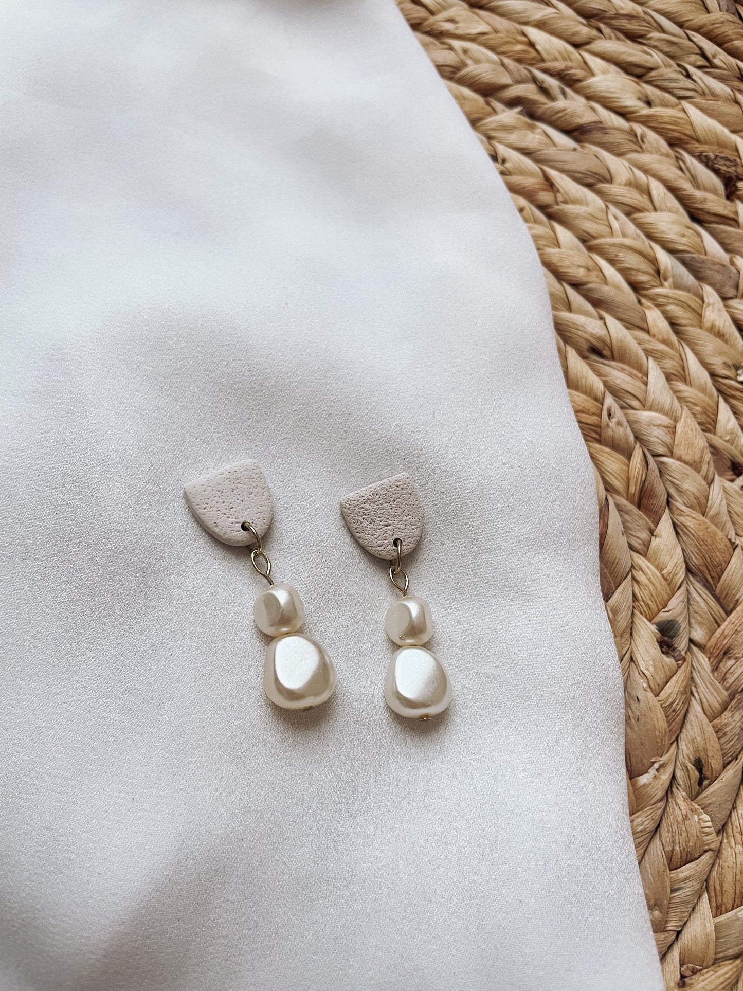 Mini Neutral Earrings with Pearl Accents