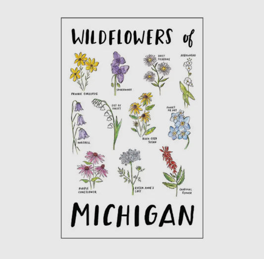 Michigan Wildflowers Linen Postcard