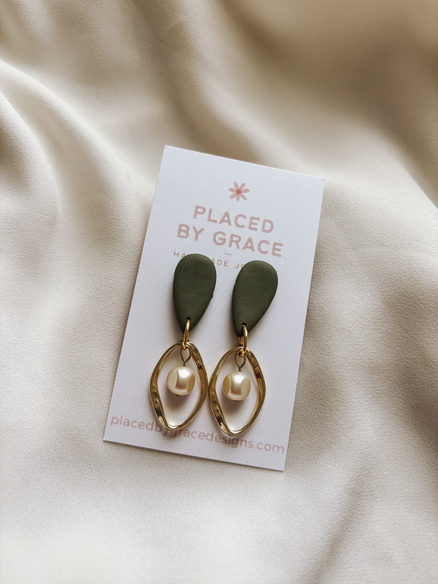 Autumn Olive Earrings with Gold Accent