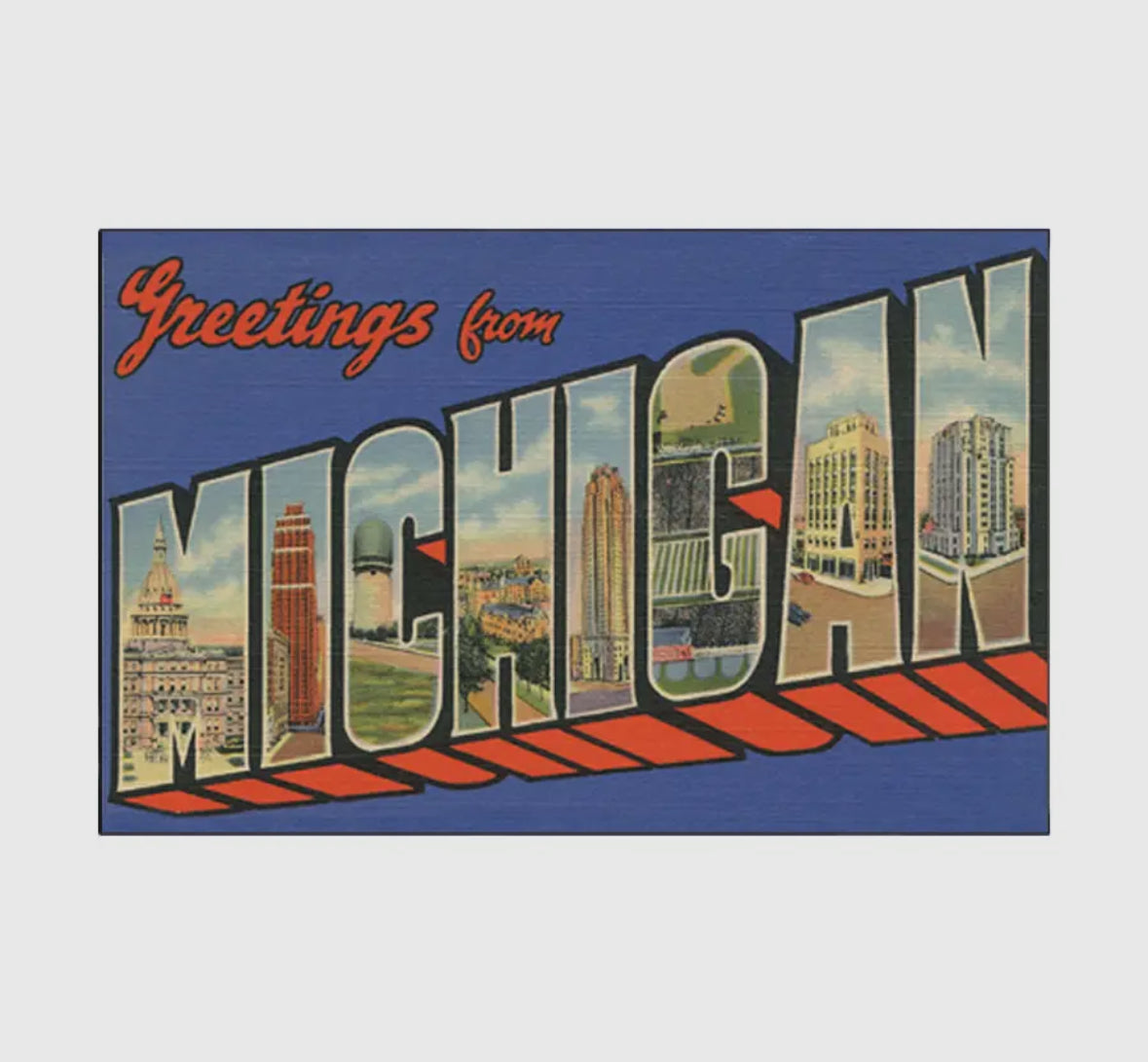 Greetings from Michigan Linen Postcard