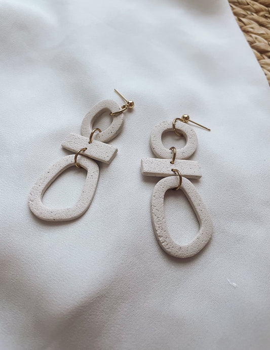 Cream Geo Earrings