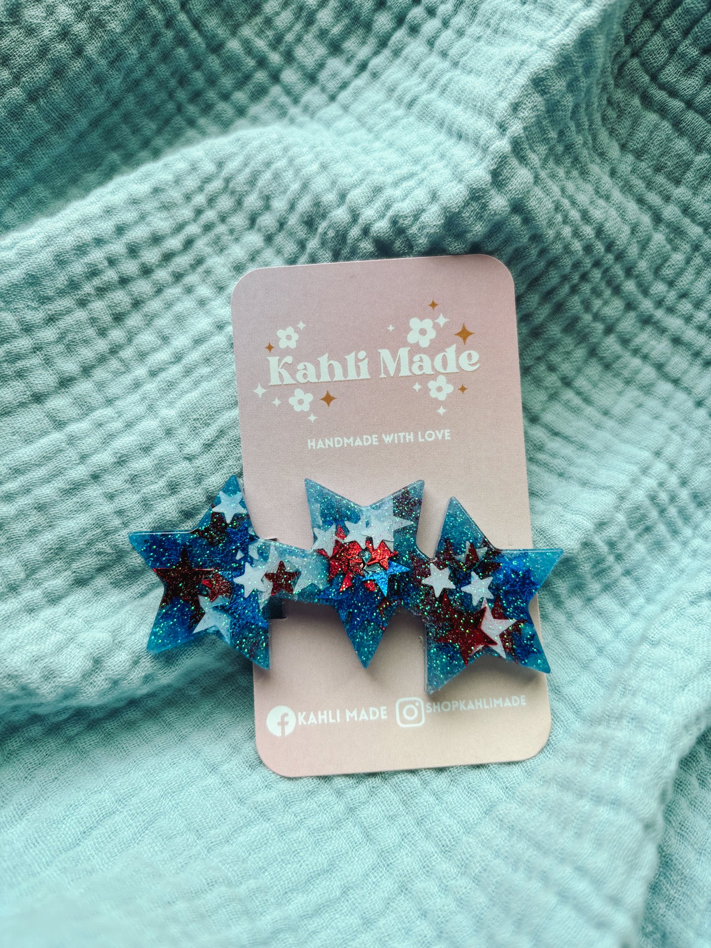 Fourth of July Stars Hair Barrette