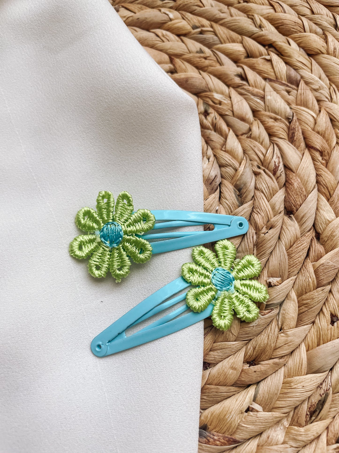 Flower Applique Hair Barrettes