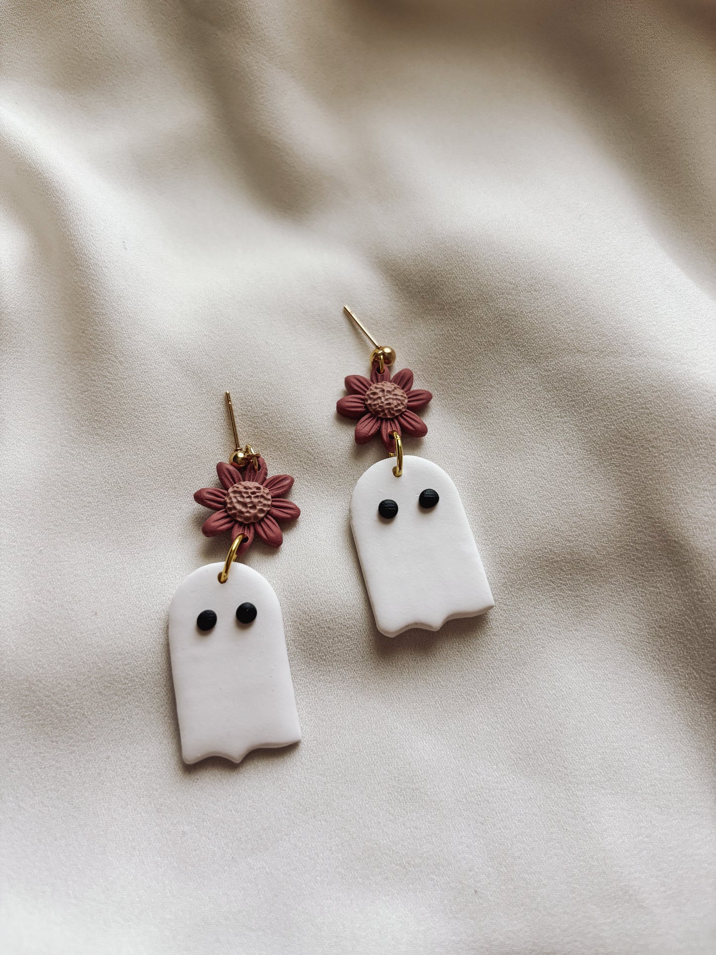 Orange Daisy Ghost Earrings