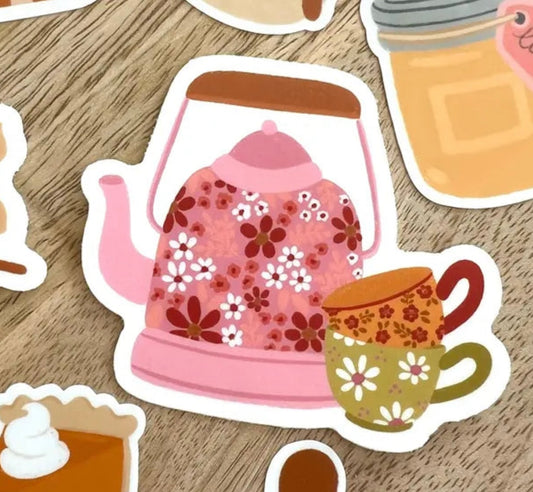 Cottage Core Tea Kettle Sticker