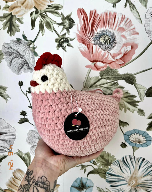 Hand-Crocheted Pink Chicken