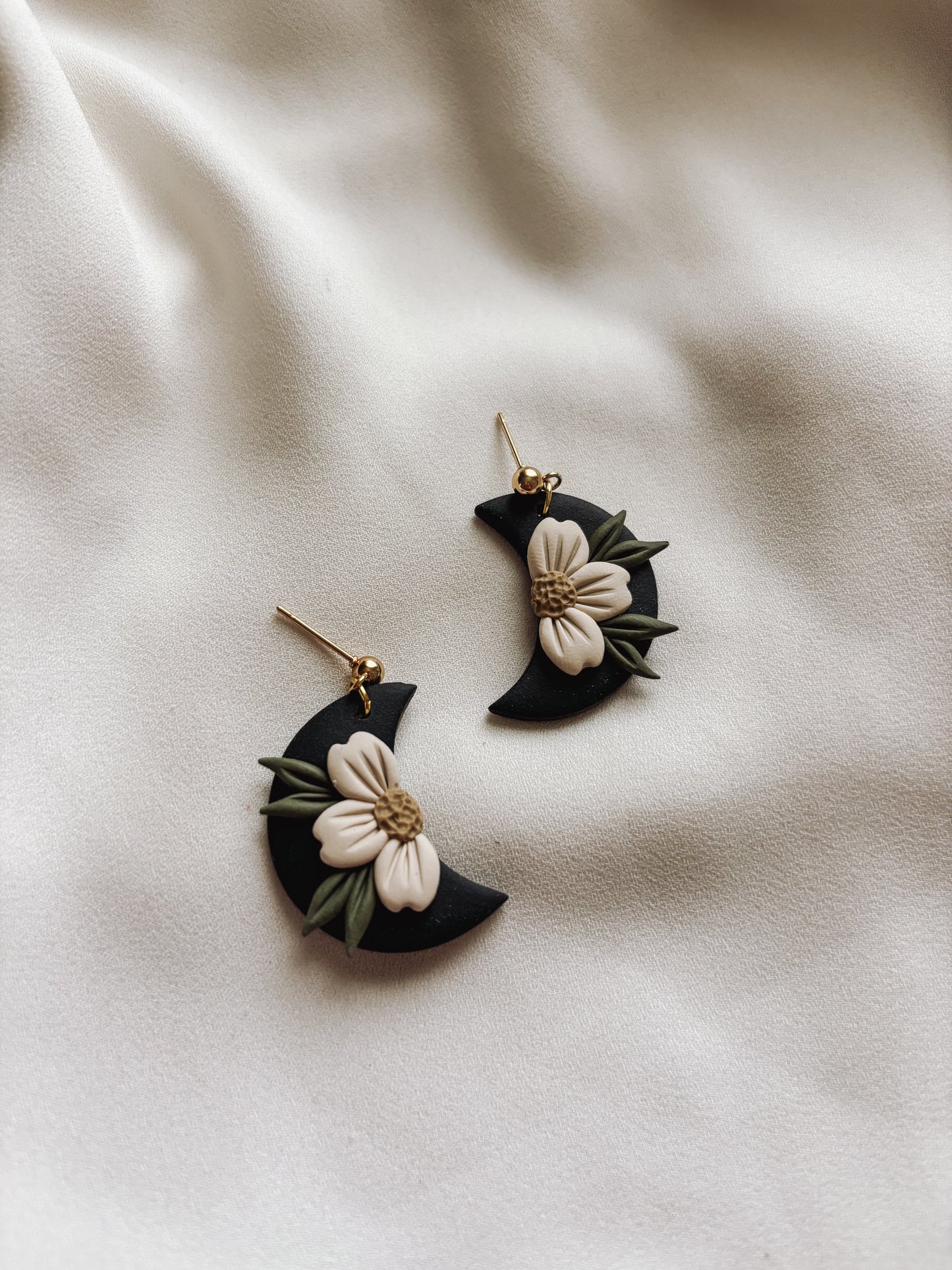 Spooky Floral Moon Earrings