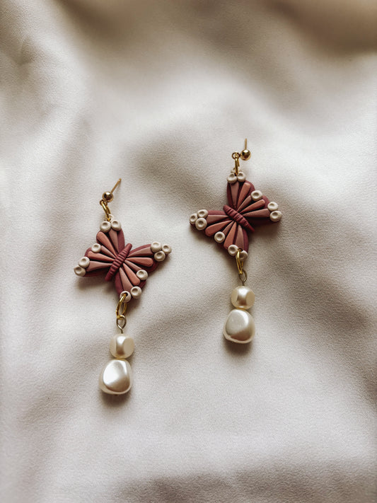 Autumn Earrings with Pearls