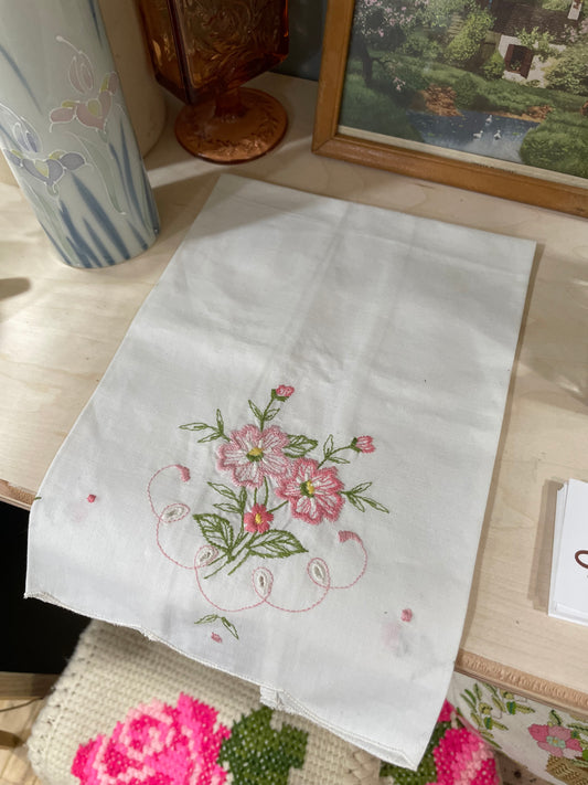 Pink Floral Handkerchief I Good Kind Antiques