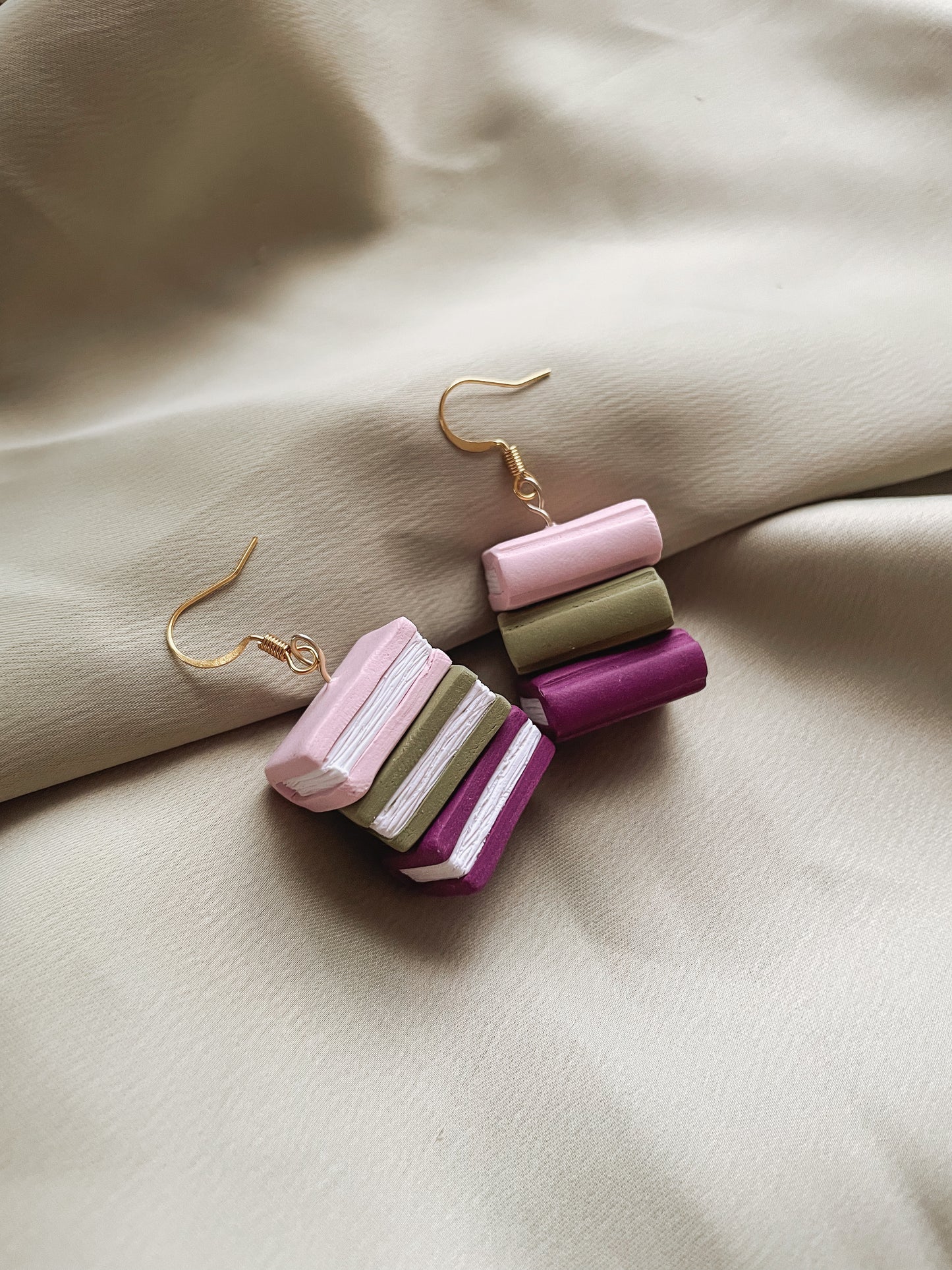 3D Stacked Book Earrings
