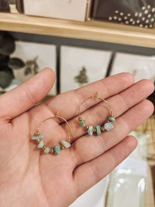 Amazonite Statement Hoops