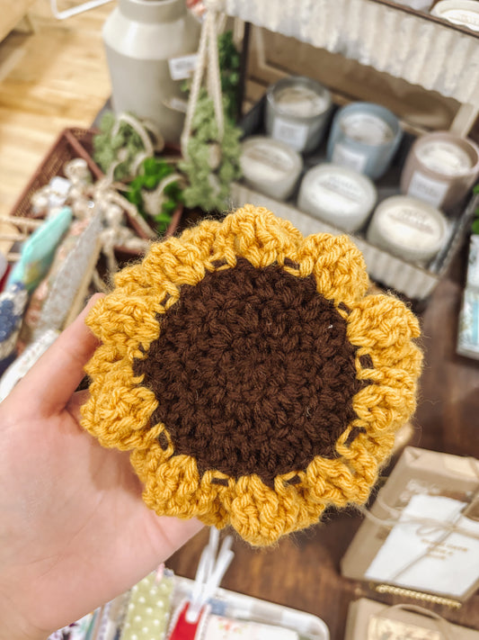 Hand-Crocheted Sunflower Coasters (Set of 4)