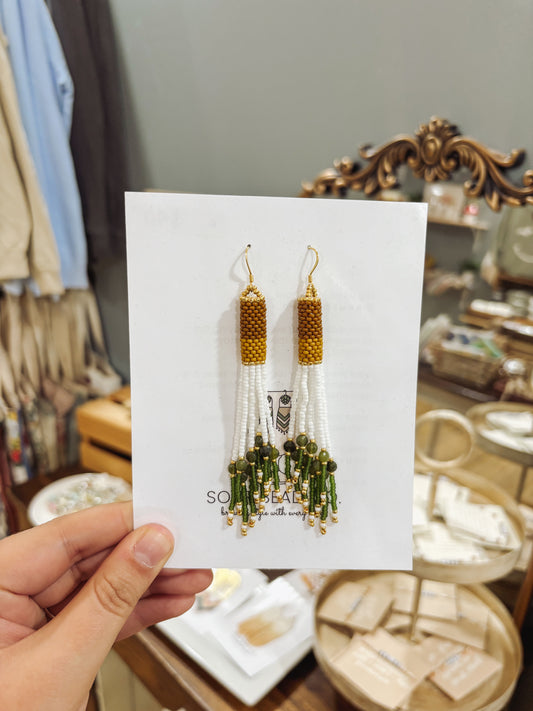 Hand-Beaded Earth Tassel Earrings I Sour Bead Co