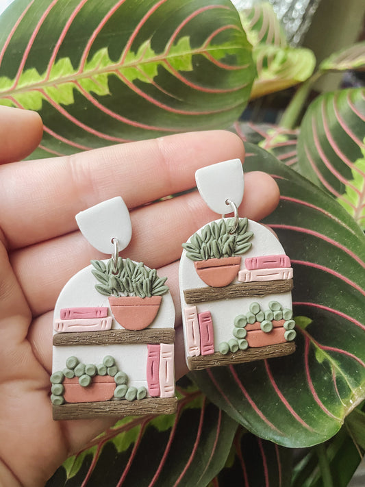 Plant Bookshelf Earrings