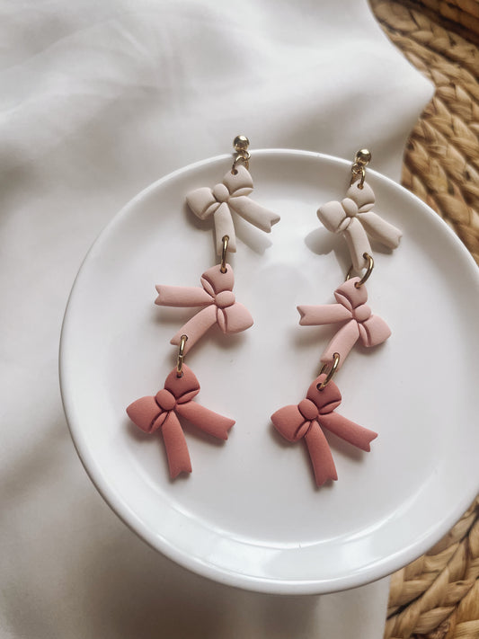 Spring Pink Bow Earrings