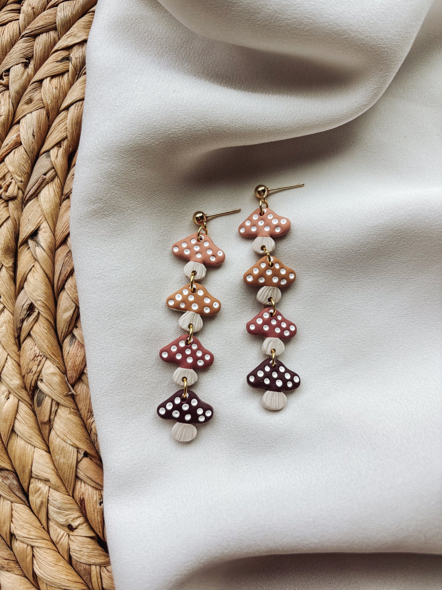 Stacked Mushroom Statement Earrings