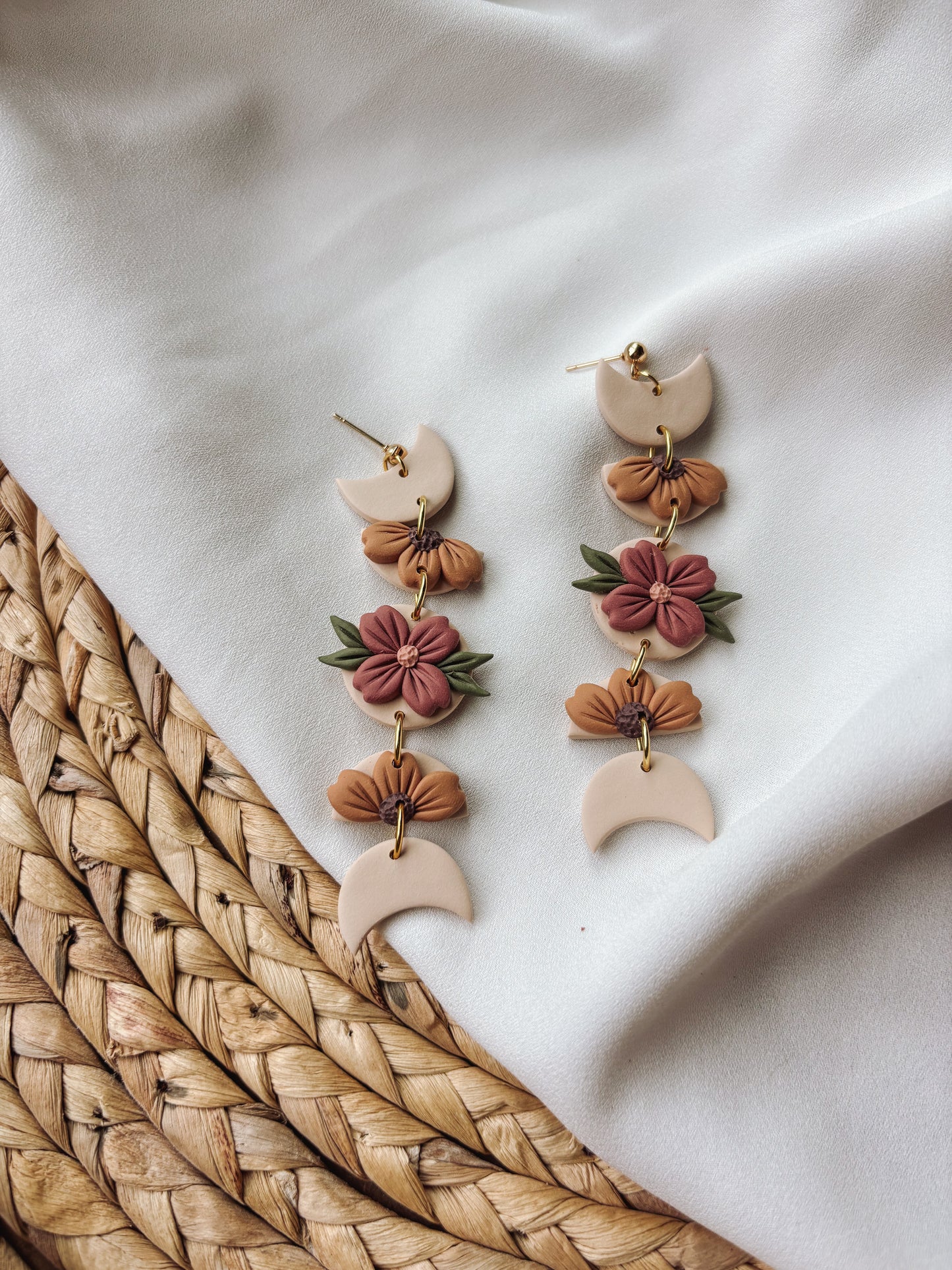 Autumn Floral Moon Phase Earrings