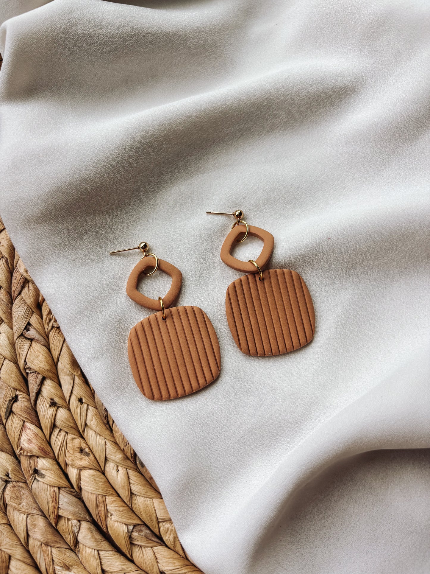 Mustard Yellow Geo Square Earrings