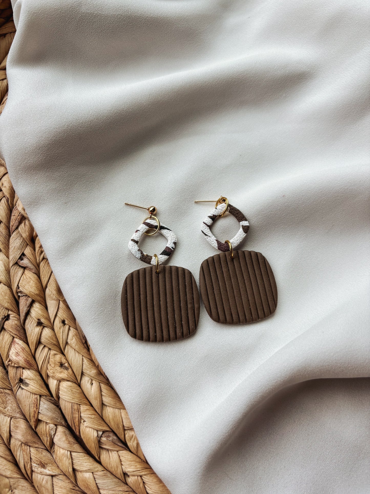 Geometric Cow Print Statement Earrings