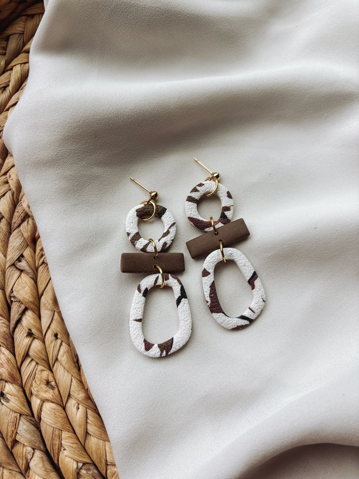 Cow Print Circle Geometric Statement Earrings