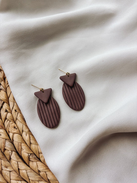 Chocolate Geo Triangle Earrings