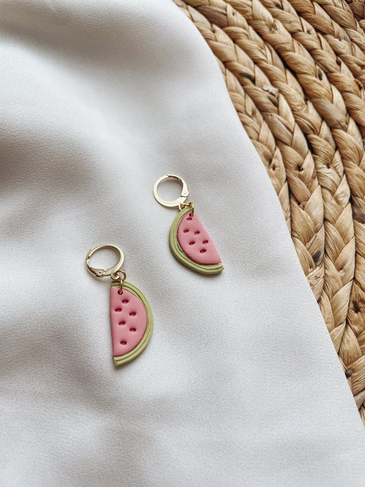 Mini Watermelon Huggie Earrings