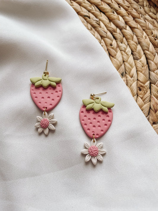 Strawberry Daisy Statement Earrings