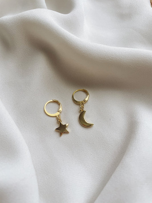 "The Observatory" I The Bridgerton-Inspired Collection I Moon & Star Huggie Earrings