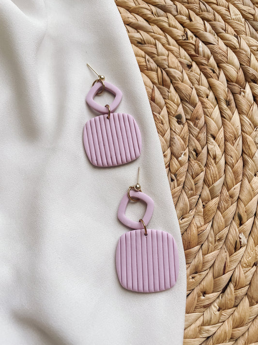 Lilac Purple Geometric Statement Earrings