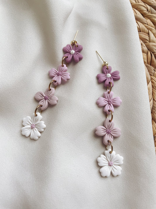 Lilac Flower Power Clay Earrings