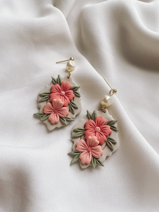 "Queen Charlotte" I The Bridgerton-Inspired Collection I Handmade Floral Clay Earrings