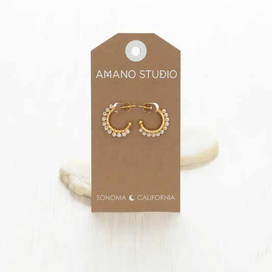 Amano Studio I Pearl Wrapped Hoop Earrings