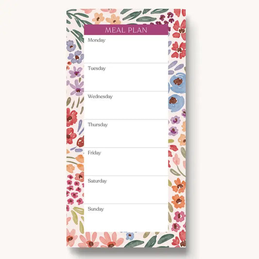 Floral Magnetic Meal Plan Notepad I 8x4"