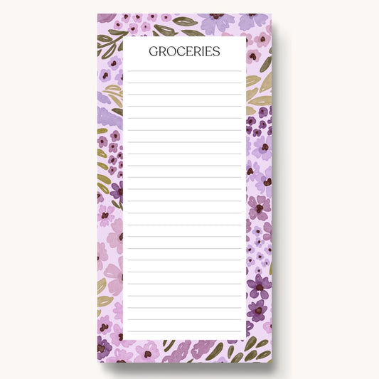 Floral Magnetic Grocery List Pad I 8x4"