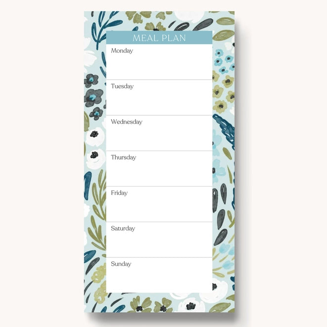 Floral Magnetic Meal Plan Notepad I 8x4"